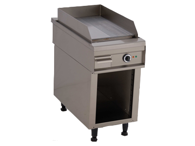 Electric Grill with an Open Cupboard and 1/2 Riffled Hot Plate