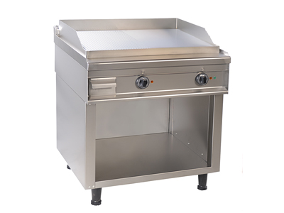 Electric Grill with an Open Cupboard and Smooth Hot Plate