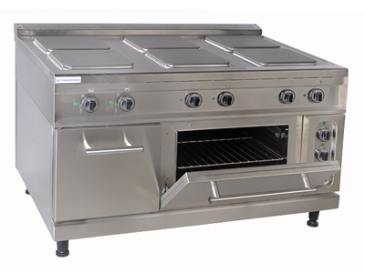 Electric Cooking Range with 6 Hot Plates,an Oven and Bain- Marie