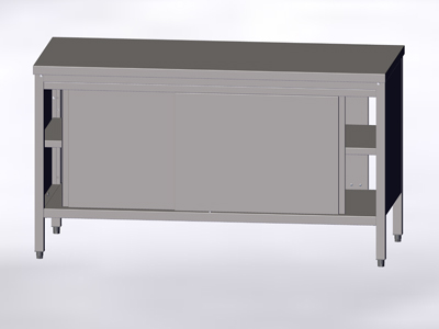 Шкаф-маса с двустранно отваряне с плъзгащи врати
